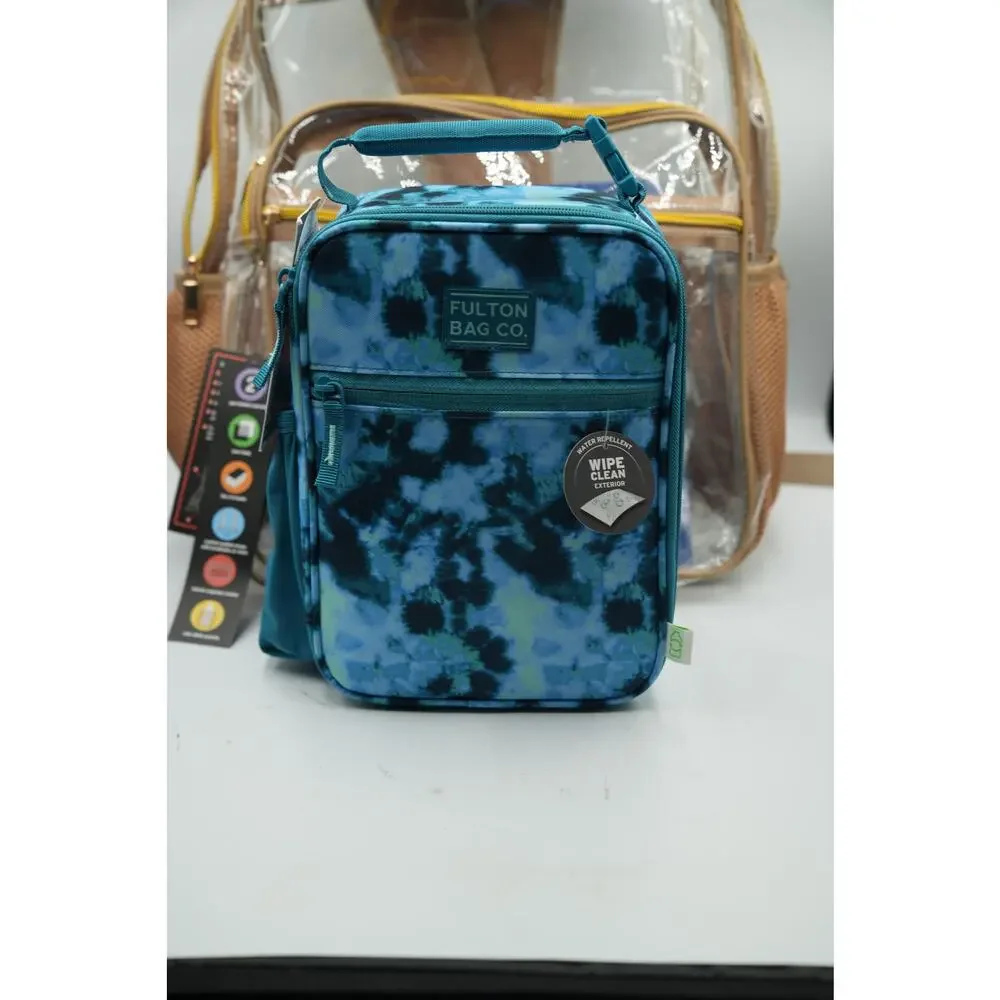 Clear Back-to-School Bundle | Tan Transparent Backpack +‎ Blue Fulton Lunchbox